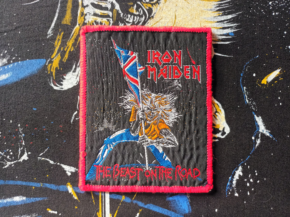 Iron Maiden "The Beast On The Road" Red Border Woven Patch